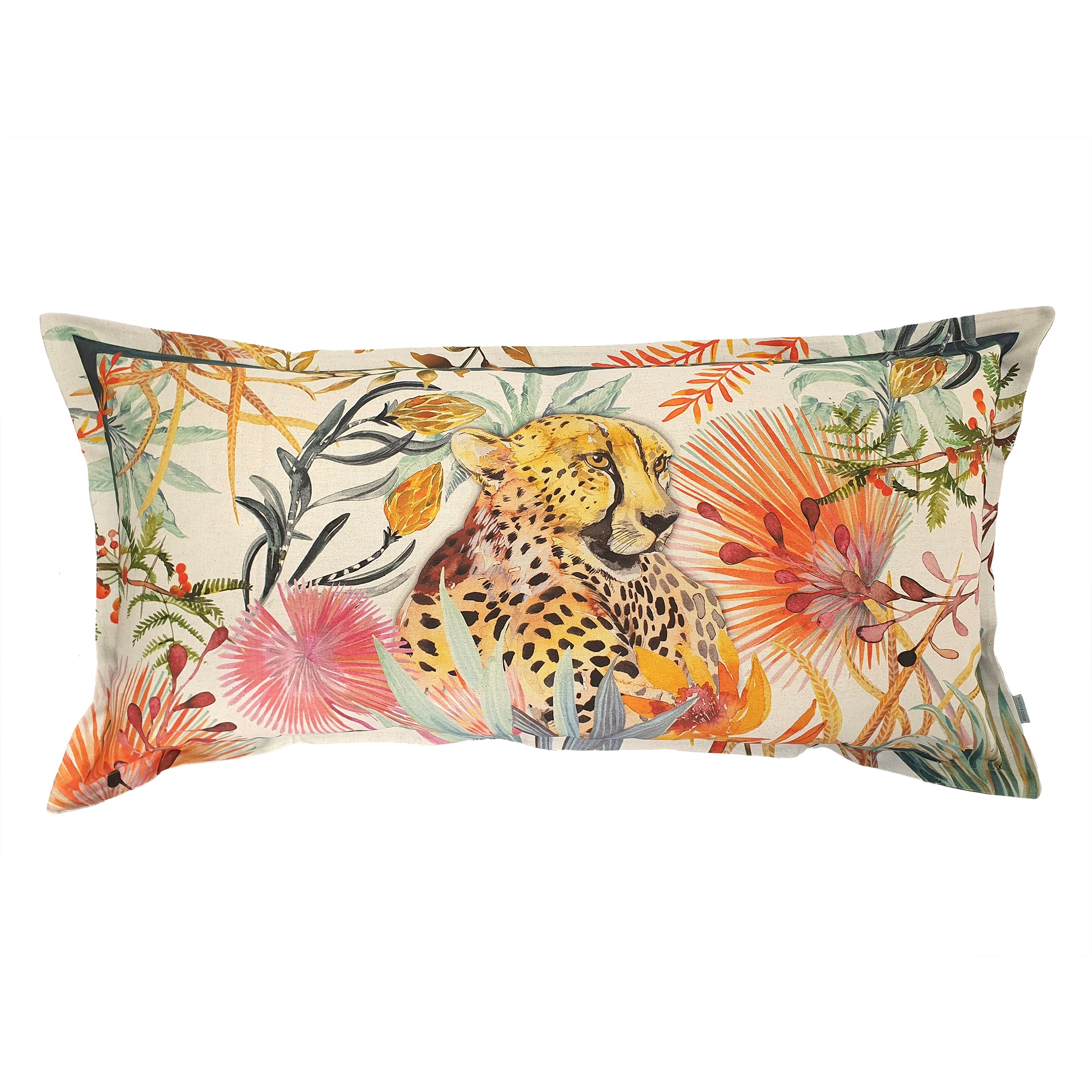 Sharon B Design Cushion Cover cotton-linen blend with Cheetah print