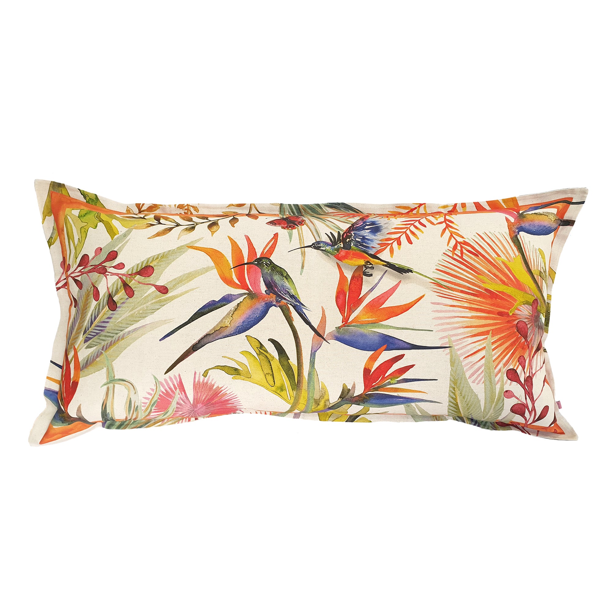 Sharon B Design Cushion Cover cotton-linen blend with Strelizia print